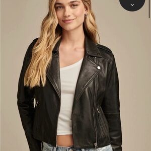 Lucky Brand 100% Genuine Black Leather Jacket